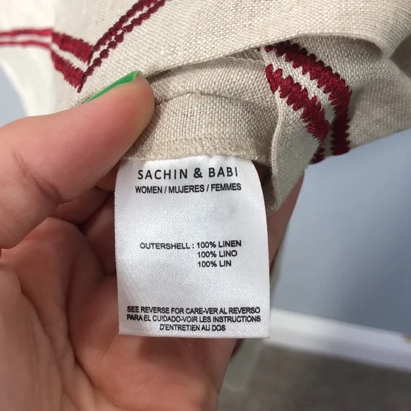 NWT Sachin + Babi Poppy Linen Oatmeal Shift Dress - Picture 8 of 8